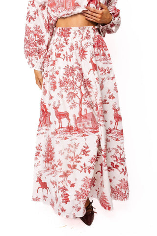 QOS Red & White Christmas Twall Cotton Midi Skirt - Boutique Bella BellaQueen of Sparkles