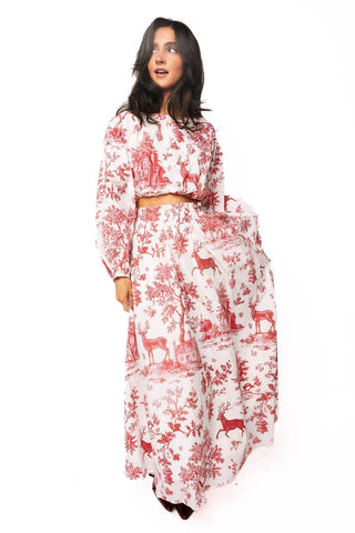 QOS Red & White Christmas Twall Cotton Midi Skirt - Boutique Bella BellaQueen of Sparkles