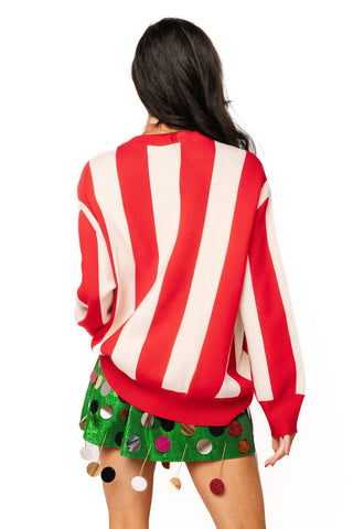 QOS Red & White Striped Cookies On Plate Sweater - Boutique Bella BellaTops