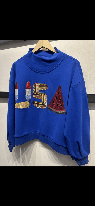QOS Royal Blue USA Icon Sweatshirt - Boutique Bella BellaSweatshirt