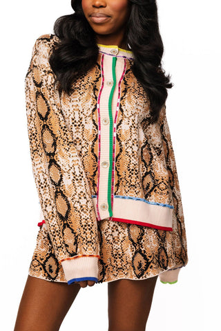 QOS Snake Print Knit Skirt - Boutique Bella BellaQueen of Sparkles