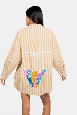 QOS Tan Striped Multi Paillette Bikini Tunic - Boutique Bella BellaTunic