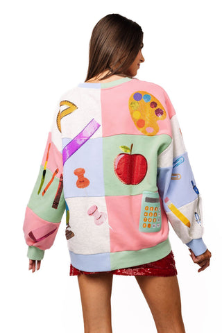 QOS Teacher Checkered Icon Sweatshirt - Boutique Bella BellaQueen of Sparkles