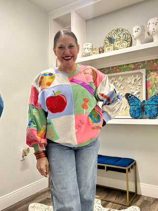 QOS Teacher Checkered Icon Sweatshirt - Boutique Bella BellaQueen of Sparkles