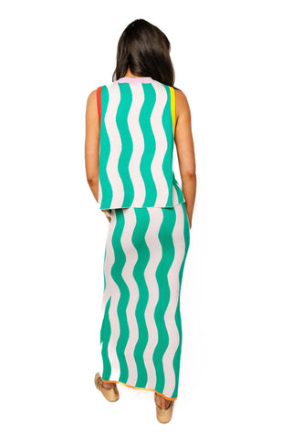 QOS Teal Knit Midi Skirt - Boutique Bella BellaSkirt