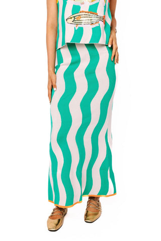 QOS Teal Knit Midi Skirt - Boutique Bella BellaSkirt