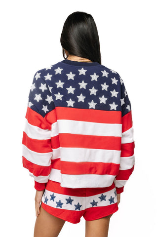 QOS USA Star & Stripe QOS Logo Short - Boutique Bella BellaQueen of Sparkles