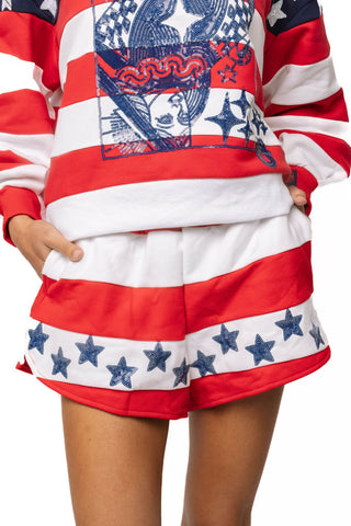 QOS USA Star & Stripe QOS Logo Short - Boutique Bella BellaQueen of Sparkles
