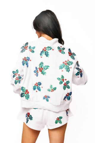 QOS White Holly QOS Card Logo Mockneck Sweatshirt - Boutique Bella BellaTops