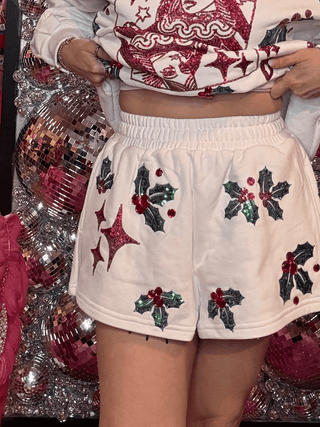 QOS White Holly QOS Sparkle Short - Boutique Bella BellaBottoms