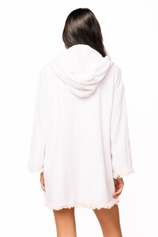 QOS White QOS Card Terry Cloth Zip Coverup - Boutique Bella BellaQueen of Sparkles