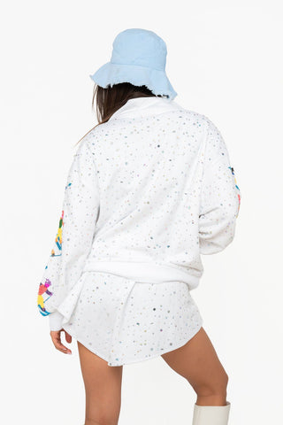 QOS White Rhinestone Short - Boutique Bella BellaBottoms