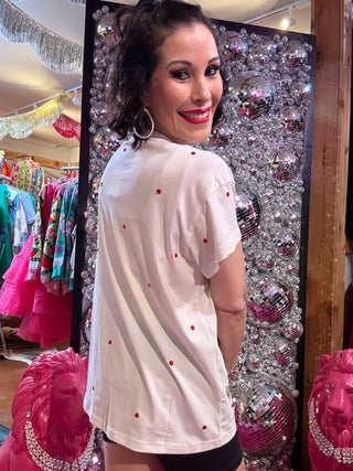 QOS White Santa in a Martini Glass Tee - Boutique Bella BellaQueen of Sparkles