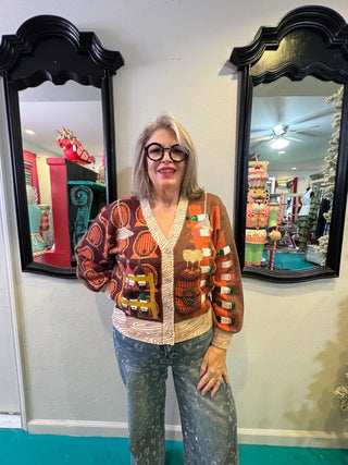 QOS Wine Barrel Button Up Cardigan - Boutique Bella BellaQueen of Sparkles