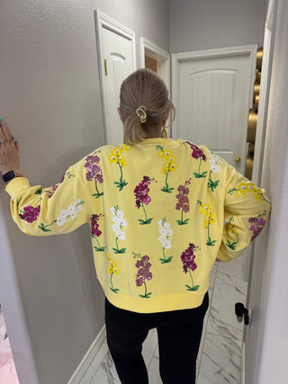 QOS Yellow Multi Iris Sweatshirt - Boutique Bella BellaQueen of Sparkles