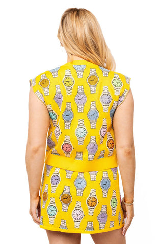 QOS Yellow Multi Watch Knit Skirt - Boutique Bella BellaQueen of Sparkles