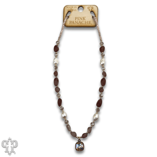 Quartz and freshwater pearl necklace with Austrian crystal - Boutique Bella BellaNecklaces