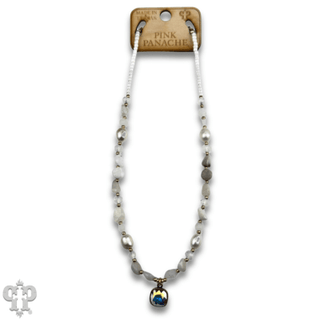 Quartz and freshwater pearl necklace with Austrian crystal - Boutique Bella BellaNecklaces