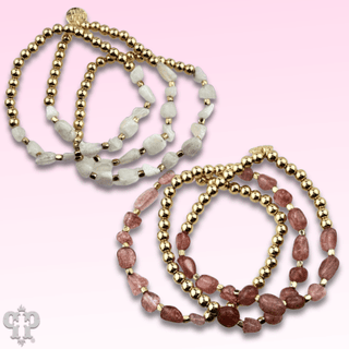 Quartz bead bracelet stack - Boutique Bella BellaBracelets