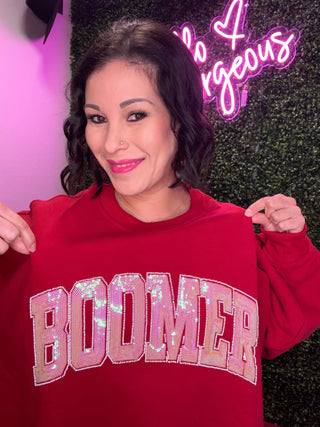 Queen of Sparkes - Crimson 'Boomer' Sweatshirt - Boutique Bella BellaQueen of Sparkles