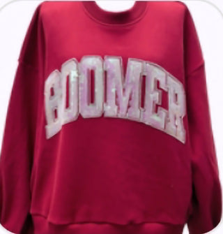 Queen of Sparkes - Crimson 'Boomer' Sweatshirt - Boutique Bella BellaQueen of Sparkles