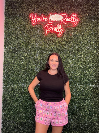 Queen of Sparkes QOS Pink Christmas Mahjong Tile Short - Boutique Bella BellaQueen of Sparkles