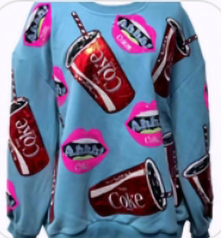 Queen of Sparkles - Aqua Blue Lips & Coke Sweatshirt - Boutique Bella BellaQueen of Sparkles