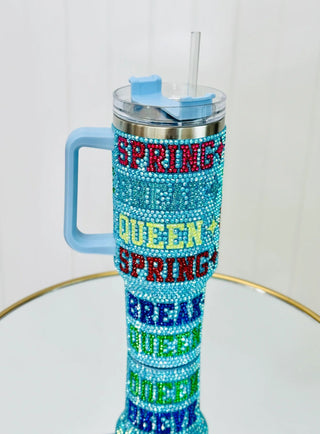 Queen of Sparkles-Aqua Spring Break Queen Rhinestone Tumbler - Boutique Bella BellaQueen of Sparkles