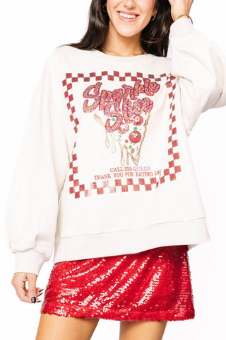 Queen of Sparkles Beige & Red 'Sparkle Slice' Sweatshirt - Boutique Bella BellaQueen of Sparkles