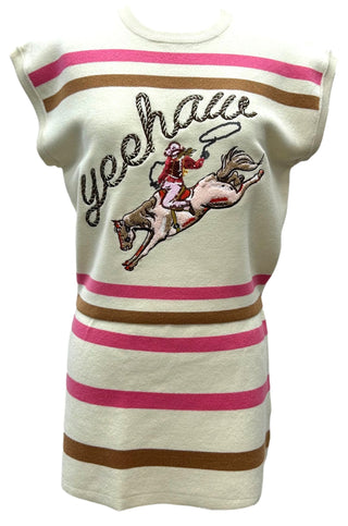 Queen of Sparkles - Beige Yeehaw Cowgirl Knit Top - Boutique Bella BellaQueen of Sparkles