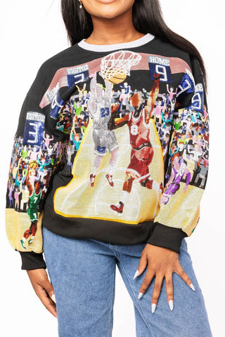 Queen of Sparkles Black basketball Court Scene Sweatshirt - Boutique Bella BellaSweatshirt