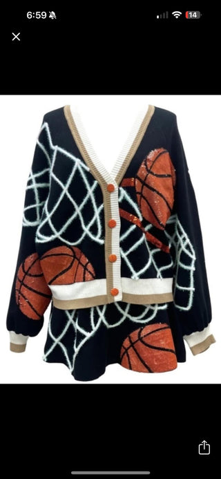 Queen of Sparkles - Black Basketball Net Button Up Cardigan - Boutique Bella BellaQueen of Sparkles