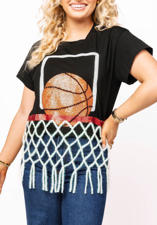Queen of Sparkles Black Basketball Net Tee - Boutique Bella BellaTee
