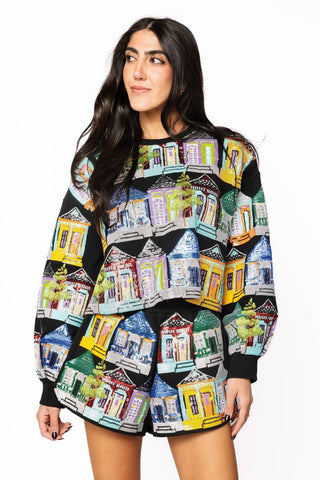 Queen of Sparkles Black Multi Nola Porches Sweatshirt - Boutique Bella BellaQueen of Sparkles