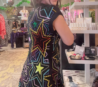 Queen of Sparkles - Black Multi Star Dress - Boutique Bella Bella