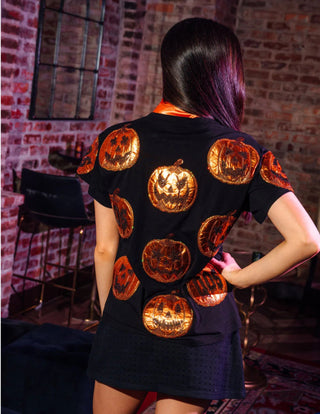 Queen of Sparkles - Black & Orange Metallic Pumpkin Tee - Boutique Bella BellaQueen of Sparkles