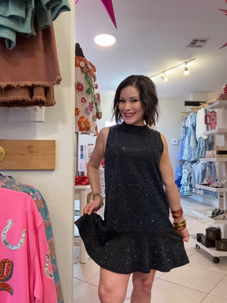 Queen of Sparkles - Black Rhinestone Tank Dress - Boutique Bella Bella