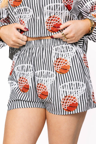 Queen of Sparkles Black & White Stripe Basketball Hoop Short - Boutique Bella BellaQueen of Sparkles