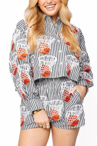 Queen of Sparkles Black & White Stripe Basketball Hoop Short - Boutique Bella BellaQueen of Sparkles