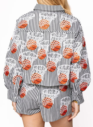 Queen of Sparkles Black & White Stripe Basketball Hoop Short - Boutique Bella BellaQueen of Sparkles