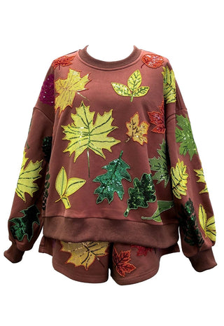 Queen of Sparkles - Brown Fall Leaves Sweatshirt - Boutique Bella BellaQueen of Sparkles