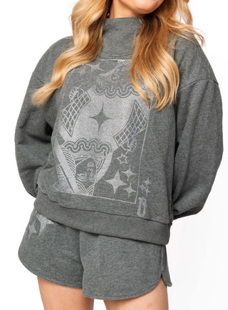 Queen of Sparkles Charcoal Rhinestone QOS Card Logo Sweatshirt - Boutique Bella BellaSweatshirt