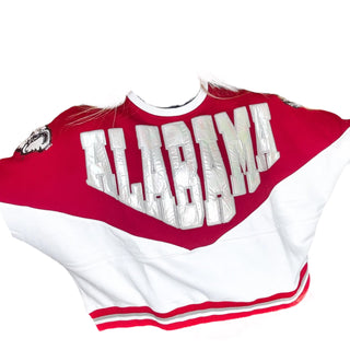 Queen of Sparkles - Crimson & White Two Tone Holographic Alabama Sweatshirt - Boutique Bella BellaQueen of Sparkles