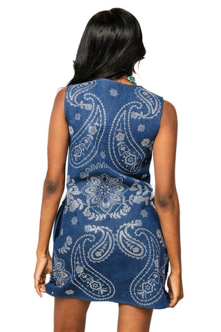 Queen of Sparkles Denim Sequin Paisley Button Up Tank Dress - Boutique Bella BellaQueen of Sparkles