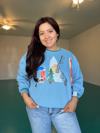 Queen of Sparkles Dusty Blue 'Ski' Icon Letter Sweatshirt - Boutique Bella BellaQueen of Sparkles