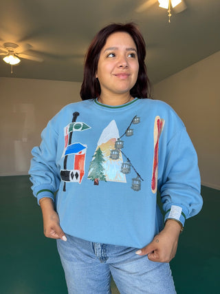 Queen of Sparkles Dusty Blue 'Ski' Icon Letter Sweatshirt - Boutique Bella BellaQueen of Sparkles