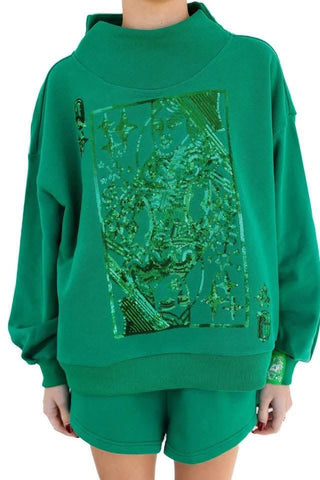 Queen of Sparkles Emerald QOS Card Logo Sweatshirt - Boutique Bella BellaQueen of Sparkles