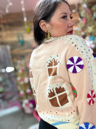 Queen of Sparkles - Entire Gingerbread House Cardigan - Boutique Bella Bella