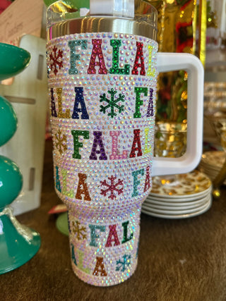 Queen of Sparkles - Fa La La Rhinestone Tumbler - Boutique Bella Bella