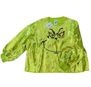 Queen of Sparkles - Green Grinch Full Sequin Sweater - Boutique Bella Bella